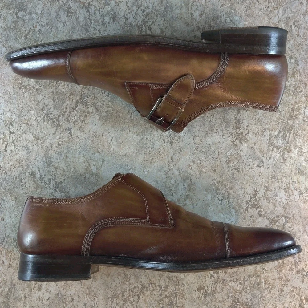 Magnanni Marco II Oxfords Men's 10.5 M Brown Leather Monk Strap *Excellent Shape